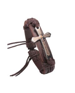 Bracelet-Scripture-Cross-Leather-Brown