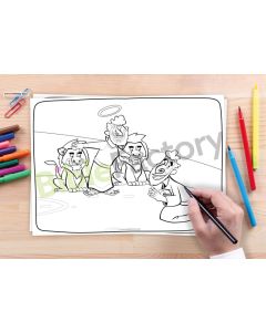 Daniel and the Lions cave | 10x Coloring page A4