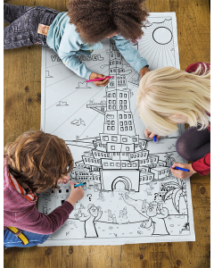 Riesige Bibel-Malvorlage Englisch Tower of Babel| 100 x 61cm