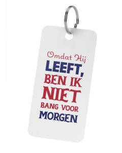 Omdat Hij Leeft | Sleutelhanger met Qr-code Bijbel App