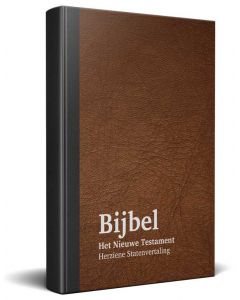 Nederlands Nieuwe Testament Bijbel - Bruin Leder met Relief Omslag