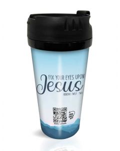 Double-walled Coffee Mug with design - Fix your eyes upon Jesus