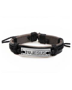 I love Jesus Bracelet Leather Black