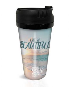 Double-walled Coffee Mug with design - Life is Beautiful