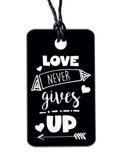Love Never Gives Up | Necklace with Qr-code Bible App
