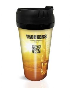 Double-walled Coffee Mug with design - Truckers Mug on the Road