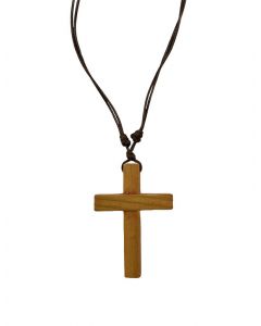 Necklace Wood Cross Light brown