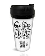 Travel Mug - Coffee gets me started Jesus keeps me going