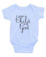 Baby Romper - I Am A Child of God - Maat 3 - Baby Blauw