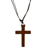Necklace Wood Cross Brown
